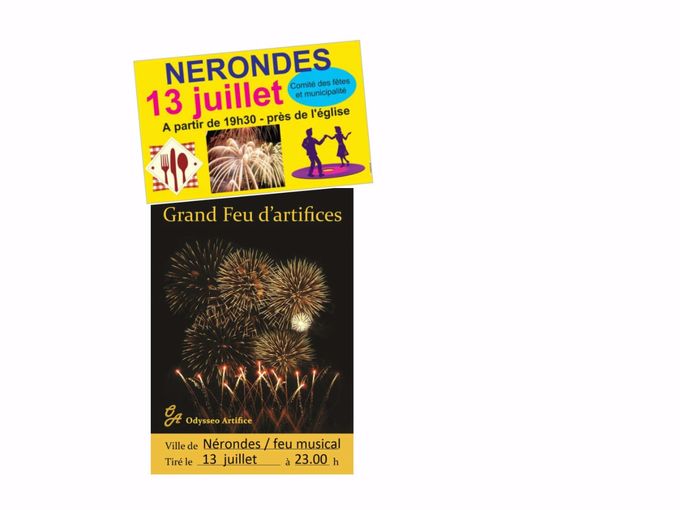 spectacle pyromusical sur le plan d'eau de Nérondes